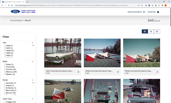  Ford Heritage Vault Home Page Search Screen