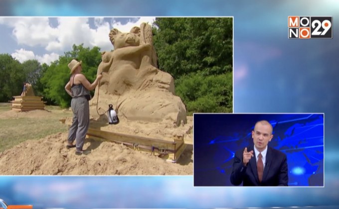 ประติมากรรมทรายสะท้อนสัตว์โลกเสี่ยงสูญพันธุ์