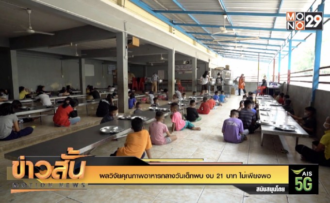 ผลวิจัยคุณภาพอาหารกลางวันเด็กพบ งบ 21 บาท ไม่เพียงพอ