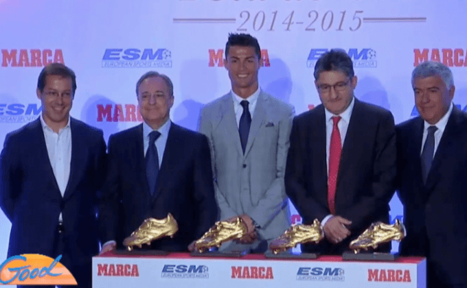 สื่อดังสเปนมอบรองเท้าทองคำให้ “โรนัลโด้”