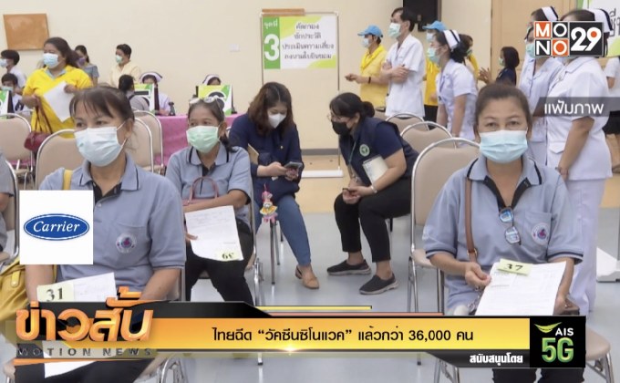 ไทยฉีด “วัคซีนซิโนแวค”  แล้วกว่า 36,000 คน
