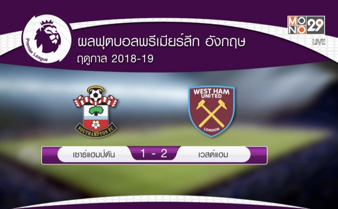 ผลการแข่งขันฟุตบอลพรีเมียร์ลีก อังกฤษ