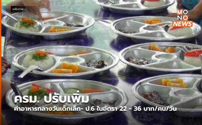 ครม. ปรับเพิ่มค่าอาหารกลางวันเด็กเล็ก- ป.6 ในอัตรา 22 – 36 บาท/คน/วัน