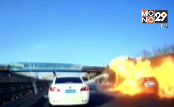 ไฟลุกท่วมบนทางด่วนในมณฑลทางเหนือของจีน