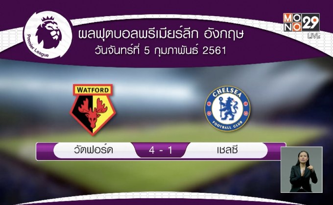 ผลฟุตบอลพรีเมียร์ลีก นัดมันเดย์ไนท์