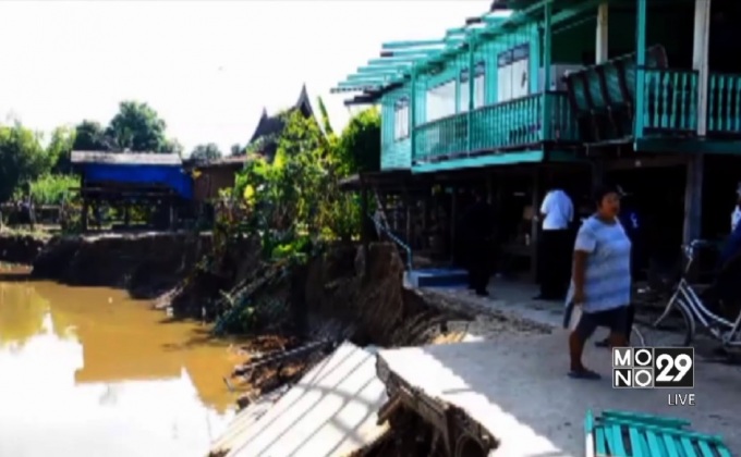 ตลิ่งริมคลองบางบาลทรุดตัวต่อเนื่อง