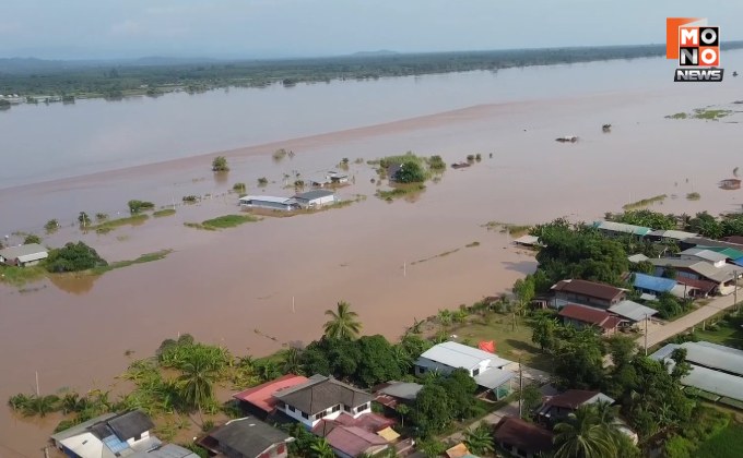 น้ำโขงวิกฤติ! น้ำเริ่มล้นตลิ่งทะลักท่วมพื้นที่ต่ำ อ.บ้านแพง