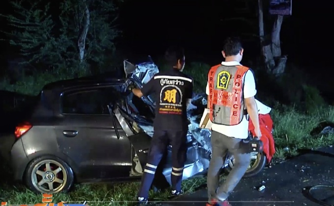 ฝนตกถนนลื่นรถชนกัน 3 คันเสียชีวิต1 บาดเจ็บ 3