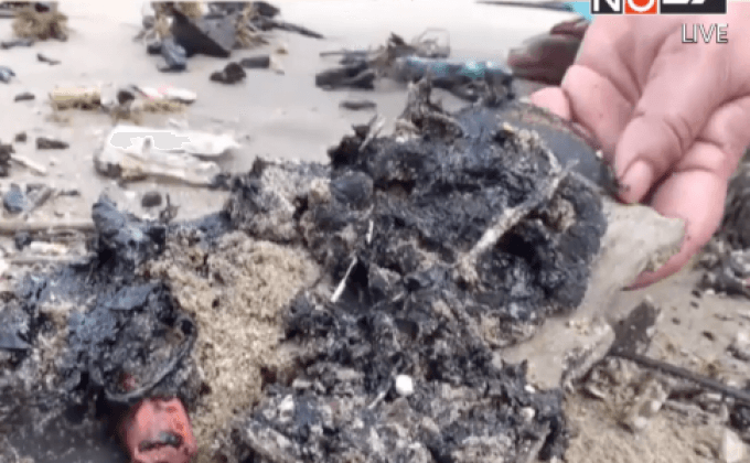 คราบน้ำมันดิบลอยเกยหาดชุมพร