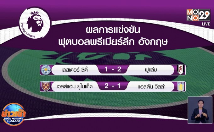 ผลการแข่งขันฟุตบอลพรีเมียร์ลีก อังกฤษ