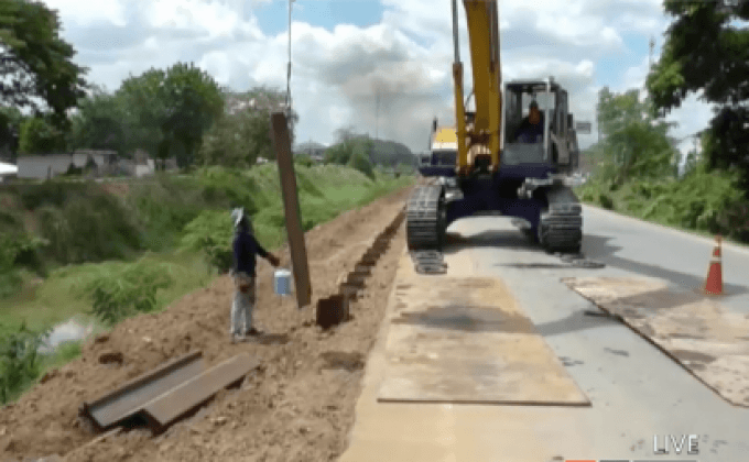 อ่างทองเร่งป้องกันตลิ่งทรุดจากภัยแล้ง