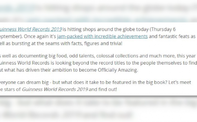 “กินเนสส์” วางขายหนังสือบันทึกสถิติโลก 2019