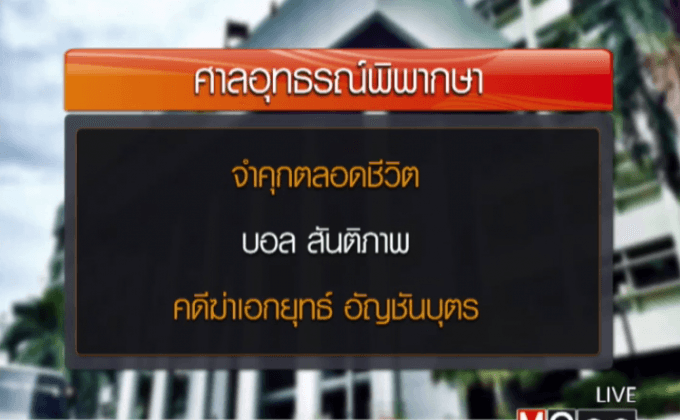 จำคุกตลอดชีวิต “บอล สันติภาพ”อุ้มฆ่าเอกยุทธ