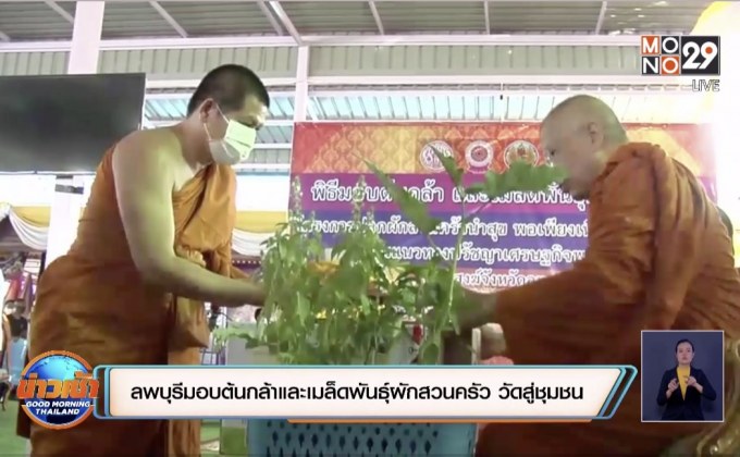 ลพบุรีมอบต้นกล้าและเมล็ดพันธุ์ผักสวนครัว วัดสู่ชุมชน