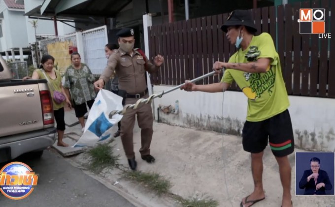 หนีแทบไม่ทัน เด็กชายเผชิญหน้างูเห่าในครัว