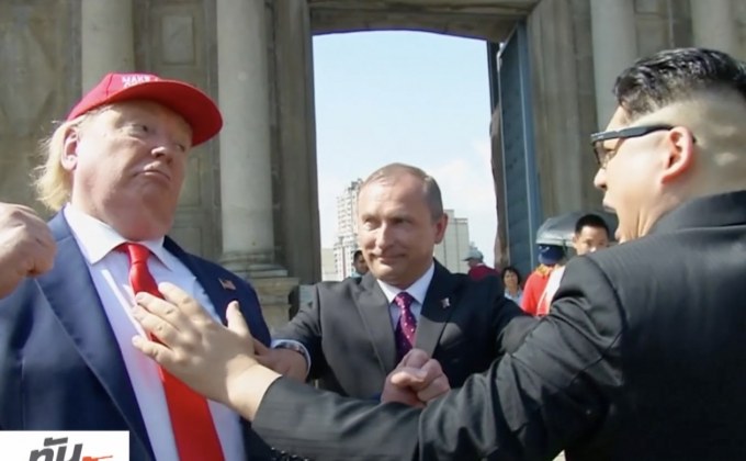 คนหน้าเหมือนผู้นำสหรัฐฯ-เกาหลีเหนือจับมือกันในจีน