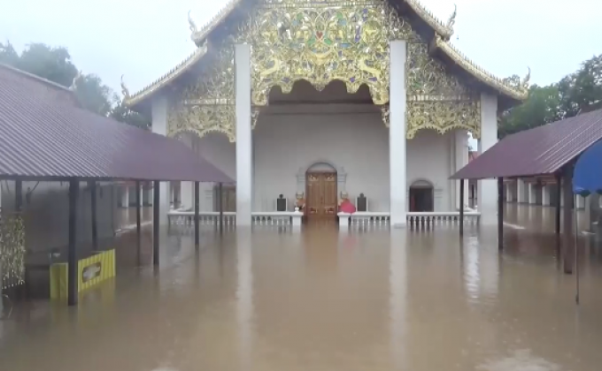 น้ำท่วมวิหารวัดศรีโคมคำ จ.พะเยา