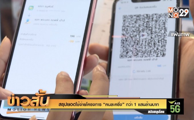 สรุปยอดใช้จ่ายโครงการ “คนละครึ่ง” กว่า 1 แสนล้านบาท