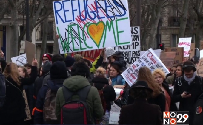 ประท้วงนโยบายแบนผู้อพยพของผู้นำสหรัฐฯ