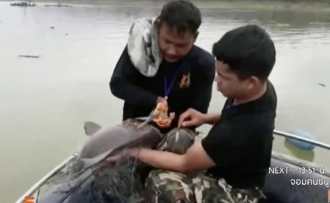 ชาวบ้านลักลอบจับปลา อ.สังขละบุรี จ.กาญจนบุรี