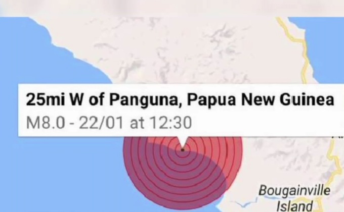 แผ่นดินไหวขนาด 8.0 ที่ปาปัวนิวกินี