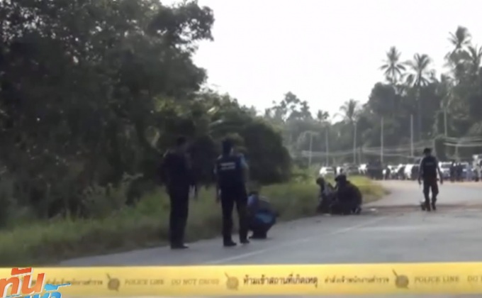 ปาระเบิดใส่เจ้าหน้าที่ชุด รปภ.ครู เจ็บ 2 นาย