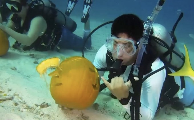 การแข่งขันแกะสลักฟักทองใต้น้ำในสหรัฐฯ