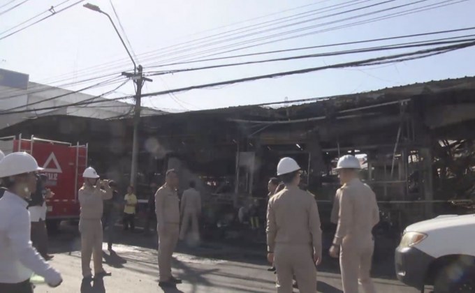 ตรวจสอบหลักฐานเพลิงไหม้ตลาดสดแม่กิมเฮง