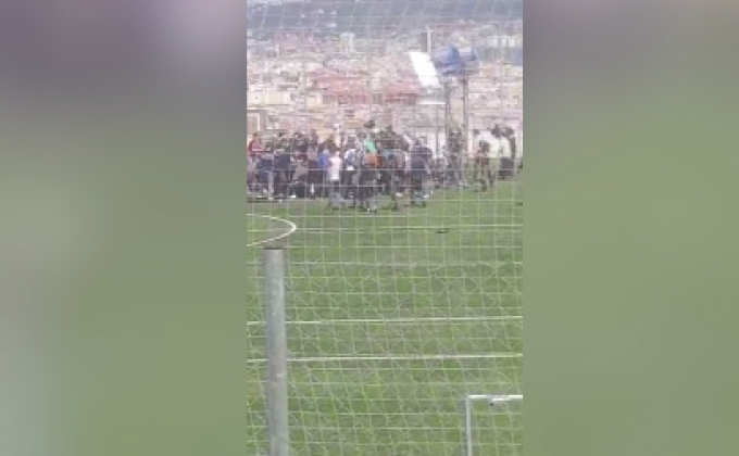 ​อัฒจันทร์ในสนามฟุตบอลของสเปนถล่ม