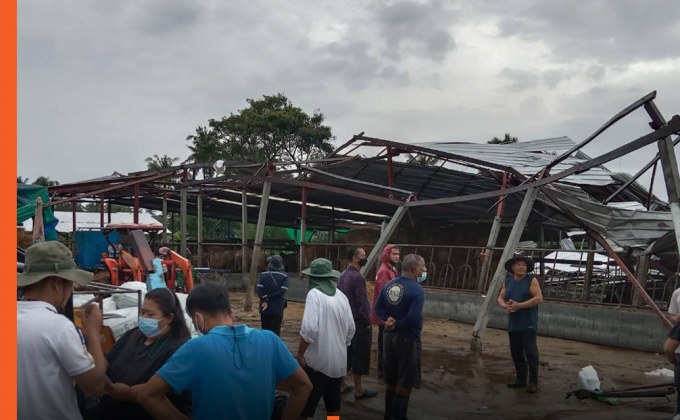 พายุพัดถล่มสงขลา ฟาร์มเลี้ยงโคขุนพัง หลังคาบ้านเรือนปชช.กว่า 10 หลังปลิว