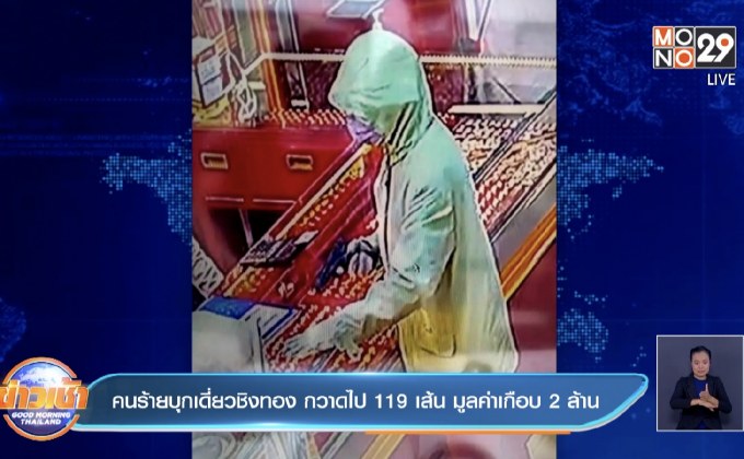 คนร้ายบุกเดี่ยวชิงทอง กวาดไป 119 เส้น มูลค่าเกือบ 2 ล้าน