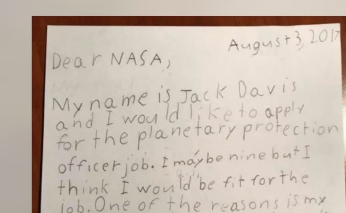 เด็ก 9 ขวบ ยื่นจดหมายสมัครงานกับนาซ่า