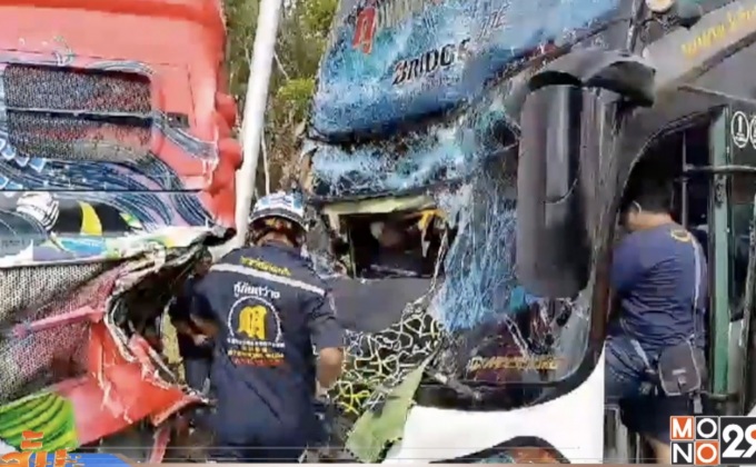 รถบัสรับส่งคนงานประสบอุบัติเหตุเจ็บหลายราย