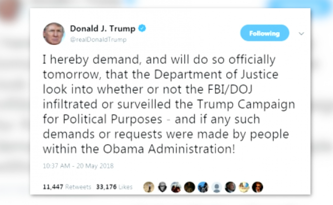 “ทรัมป์” ขู่ตรวจสอบ FBI