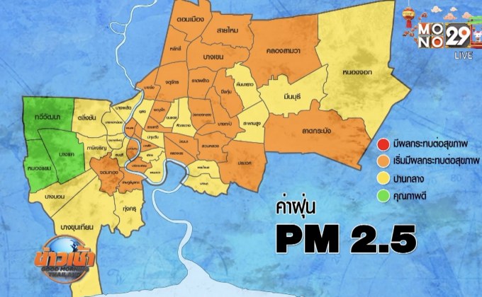 ค่าฝุ่น PM 2.5 หลายพื้นที่เริ่มดีขึ้น