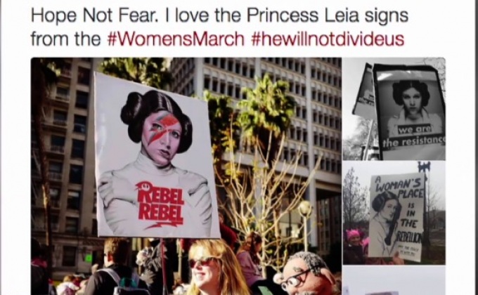 เจ้าหญิงเลอา คืนชีพอีกครั้งในขบวนประท้วง Women’s March