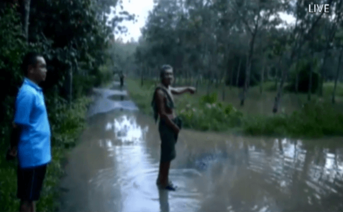 น้ำท่วมหลายพื้นที่ ใน อ.ชะอวด