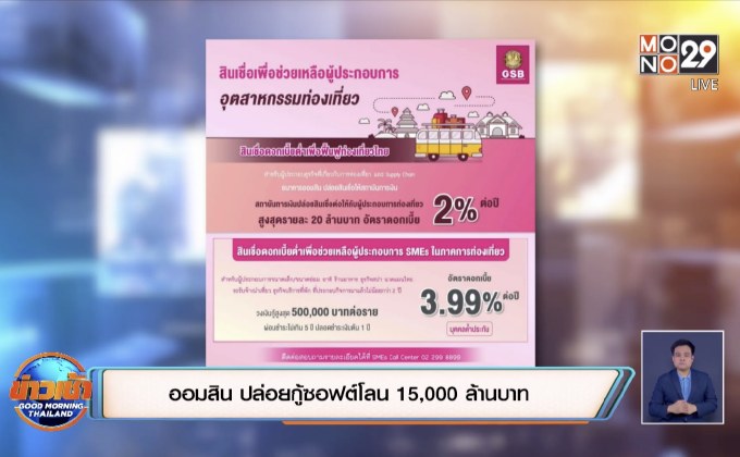 ออมสิน ปล่อยกู้ซอฟต์โลน 15,000 ล้านบาท