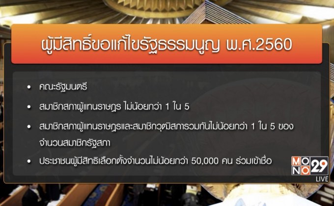 เปิดกระบวนการการแก้รัฐธรรมนูญ 60