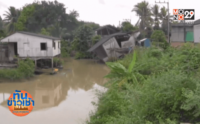 ฝนตกหนักสุราษฎร์ฯ ทำบ้านริมคลองทรุด