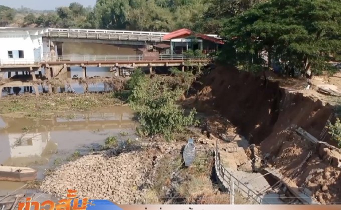 ริมตลิ่งฝั่งแม่น้ำชีทรุดตัว จ.มหาสารคาม