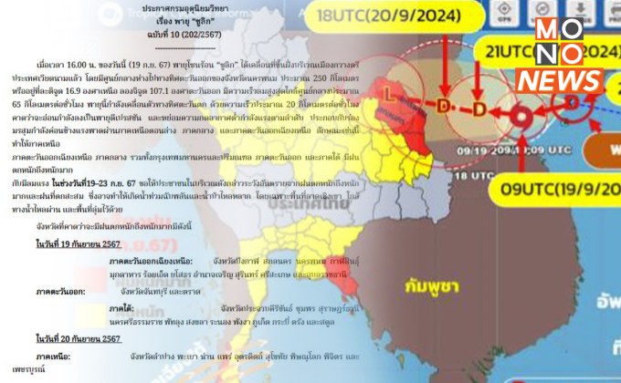 เตือน! 64 จังหวัด รับผลกระทบ “พายุซูลิก” ถล่ม