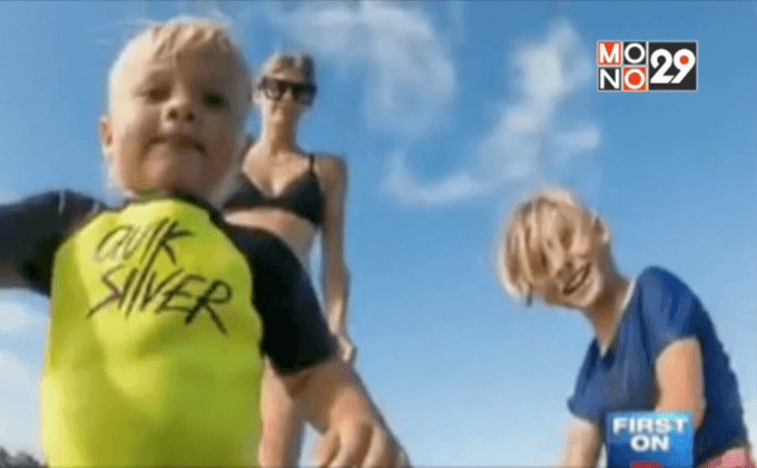 นักเล่นเซิร์ฟช่วยชีวิตแม่-ลูกโดนคลื่นซัด