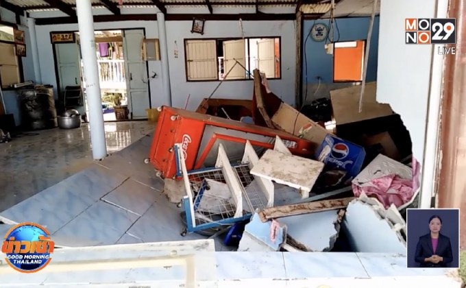 เกิดเหตุพื้นบ้านทรุด-โชคดีหนีทันแต่บาดเจ็บ