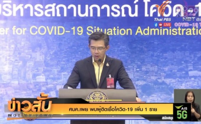 ศบค.เผย พบผู้ติดเชื้อโควิด-19 เพิ่ม 1 ราย