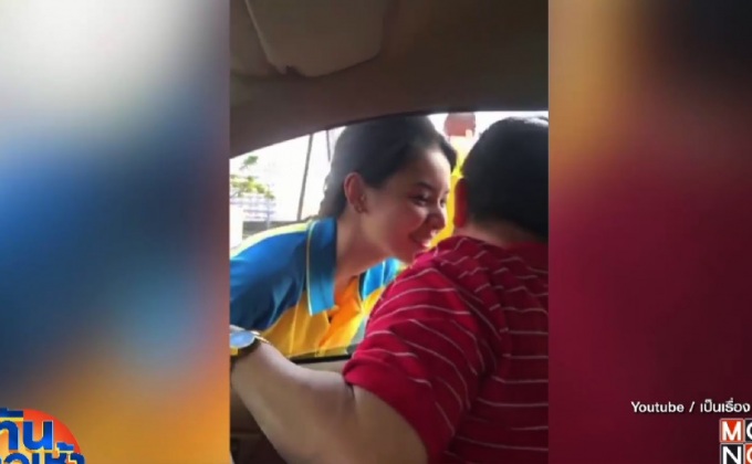 แชร์สนั่น เด็กปั๊มสาวสวย แจกจุ๊บเมื่อเติมเต็มถัง