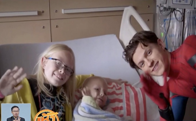 “ทอม ฮอลแลนด์” แต่งชุดสไปเดอร์แมนให้กำลังใจผู้ป่วยเด็ก