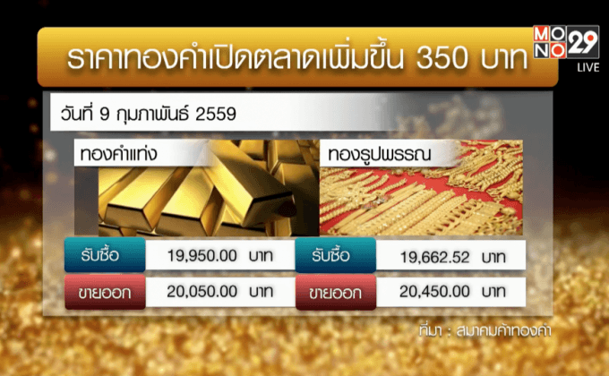 ประชาชนแห่ขายทองหลังทองปรับขึ้นในรอบ 7 เดือน