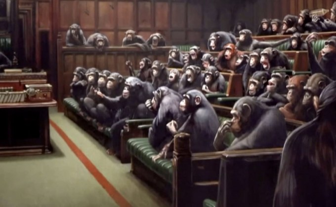 ประมูลภาพ Banksy ล้อสภาอังกฤษได้กว่า 300 ล้านบาท