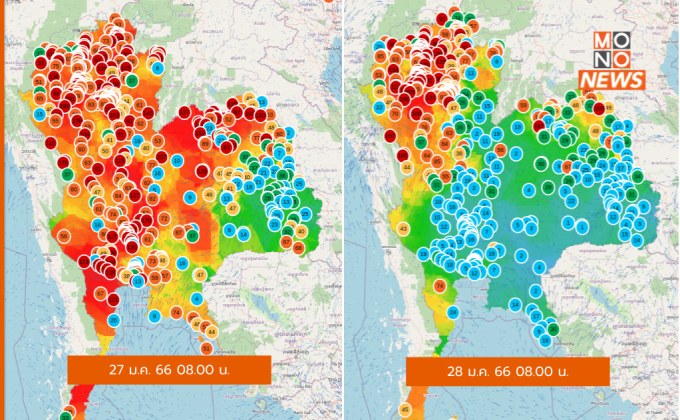 ฝุ่น PM 2.5 หลายพื้นที่ดีขึ้นหลังกระแสลมแรง แต่ภาคเหนือยังหนัก